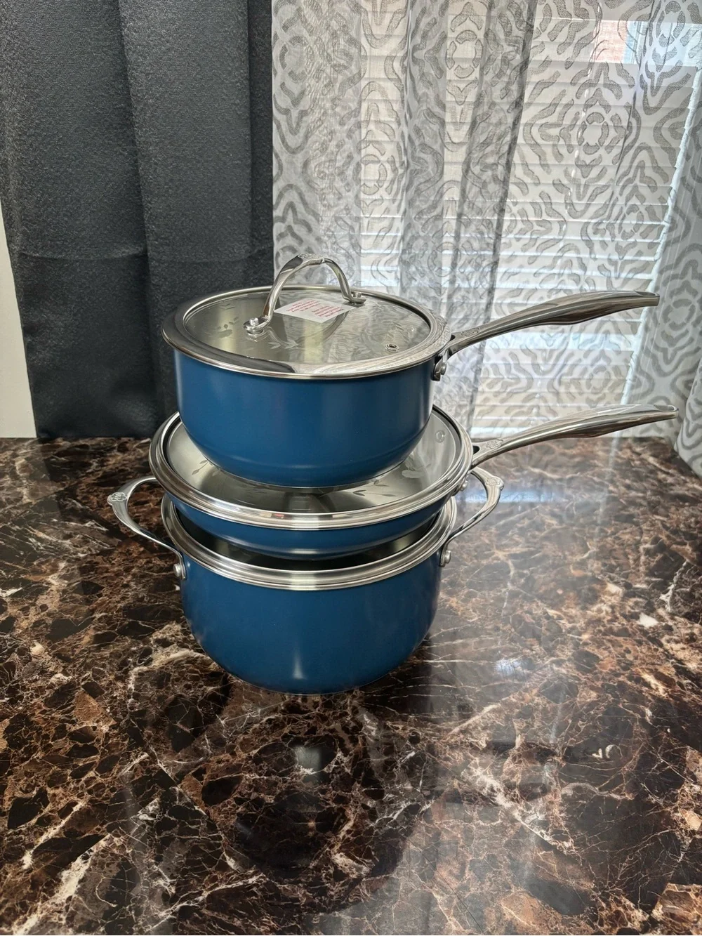 Princess House Blue Nonstick Cookware Set with Glass Lids